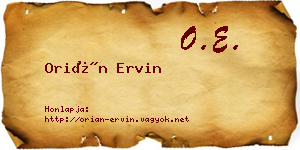 Orián Ervin névjegykártya